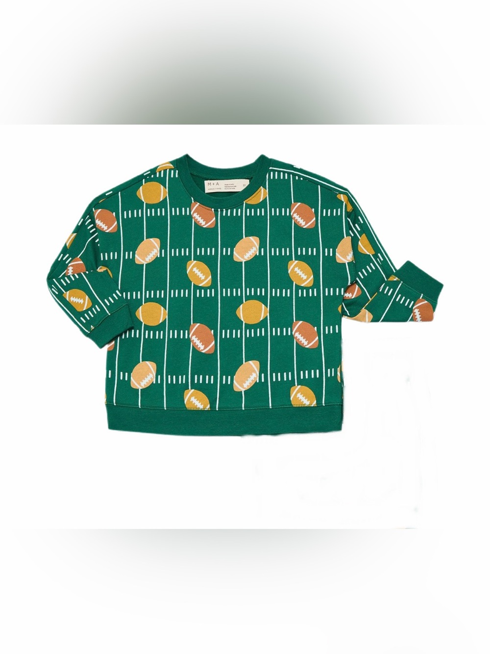MONICA + ANDY Football Field Print Fleece Sweatshirt - 5T